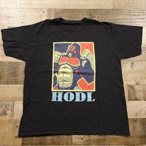 HODL Crypto Meme Gorilla‎ Graphic Tee Black Men's XL